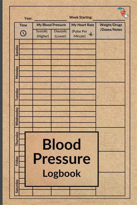 Blood Pressure Logbook Simple Log To Record Monitor Daily Blood