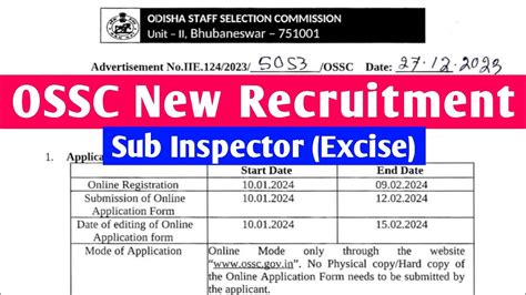 Ossc Excise Sub Inspector Recruitment Ossc Excise Si Recruitment