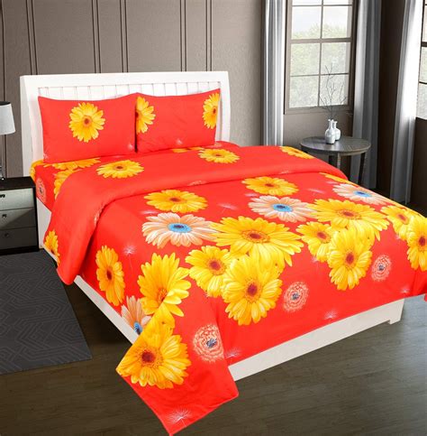 Orange Bhavya Tc Cotton Double Abstract Bed Sheet Packaging Type