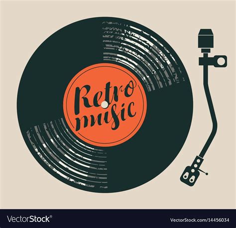 Vector Poster For The Retro Music With Vinyl Record Record Player And Handwriting Lettering