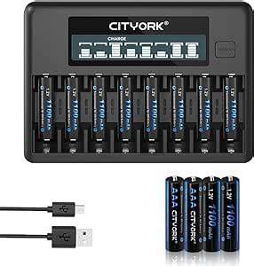 CITYORK Paquete de 12 baterías recargables AAA de 1100 mAh 1 2 V Ni