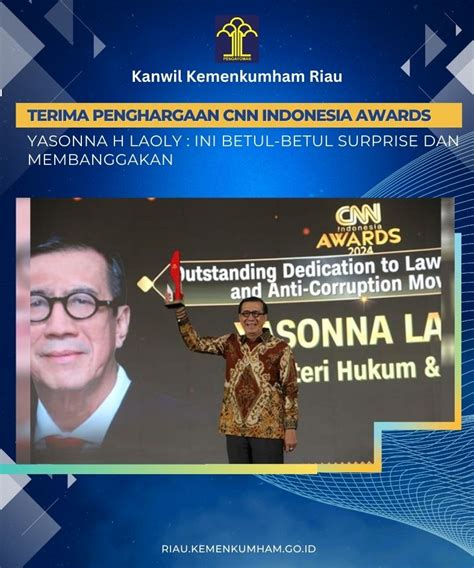 Terima Penghargaan CNN Indonesia Awards Yasonna H Laoly Ini Betul