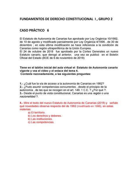 Caso PrÁ Ctico 6 Practica Fundamentos De Derecho Constitucional I