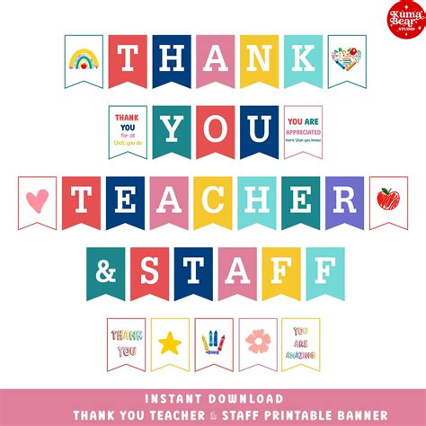 Printable Thank You Teacher Banner Teacher Appreciation T Teachers