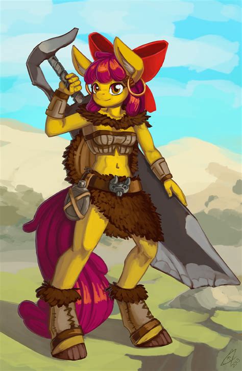 2096153 Safe Artist Lexx2dot0 Apple Bloom Earth Pony Anthro