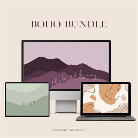 Set of 3 Boho Desktop Wallpaper Motivational Wallpaper, Boho Wallpaper ...