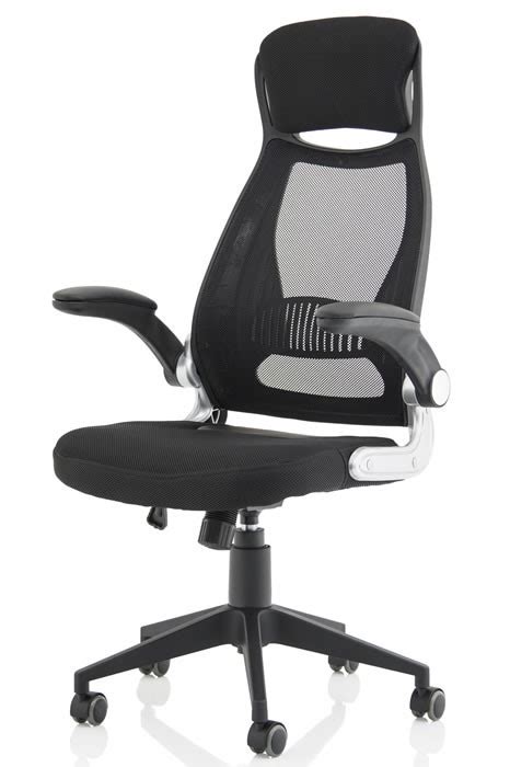 Mesh Office Chair Fold Away Arms High Back Height Adjustable Saturn