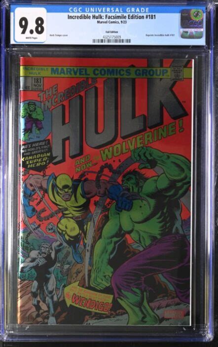 Incredible Hulk Vol 1 181 Facsimile Edition Foil Variant CGC 9 8 NM M