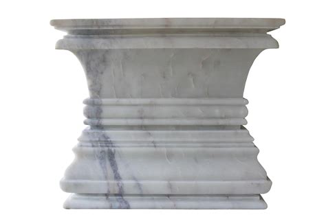 Square Architectural Pedestal Side Table In White Marble By Stephanie