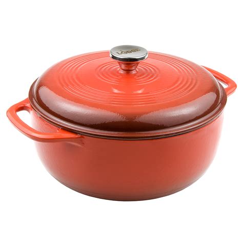 Lodge Ec D Qt Cast Iron Dutch Oven Enamel Pumpkin Katom