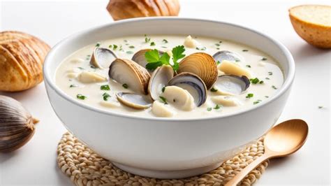 premium photo clam chowder creambased soup  clams  potatoes