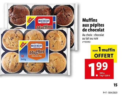 Promo Muffins Aux Pépites De Chocolat Mcennedy chez Lidl iCatalogue fr