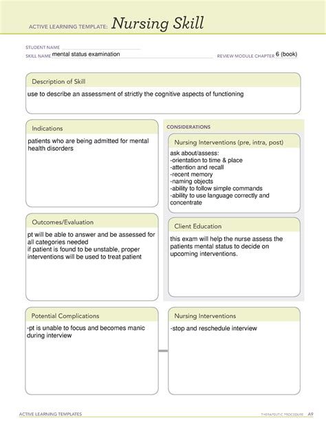 Ati Active Learning Template Nursing Skill A