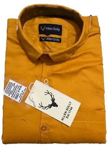 Mens Plain Mustard Yellow Cotton Shirt Size S Xxl At Rs Piece In