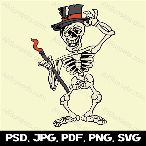 Skeleton Halloween Character Svg Png Pdf Psd  File Types Etsy