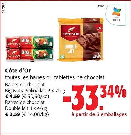 Promo Côte D or Les Barres Ou Tablettes De Chocolat chez Colruyt