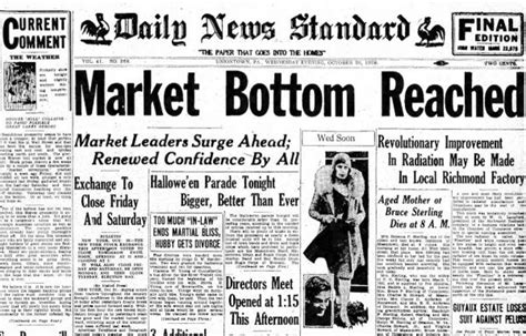 The Great Depression: Newspaper headlines from the 1929 stock market ...