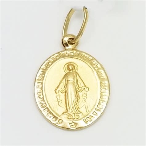 Medalla Ovalada Virgen Milagrosa 12 X 15 Mm En Oro Amarillo 18Kts