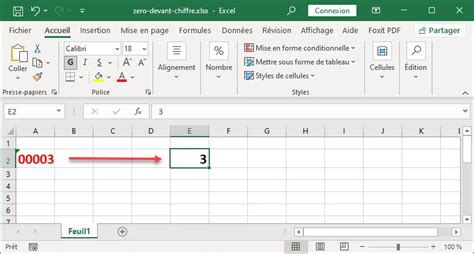 Comment mettre un 0 zéro devant un nombre Excel