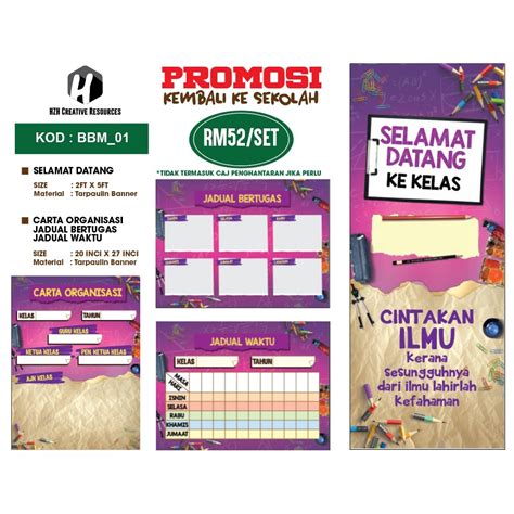 Set Keceriaan Kelas Banner Bunting Kelas Jadual Carta Organisasi