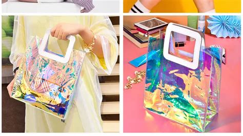 Custom Printed Logo Clear Pvc Laser Tote Holographic Bagluxury