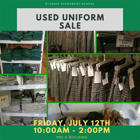 Used Uniform Sale July 12th Blessed Sacrament Catholic School