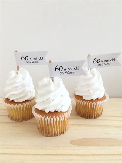 60th Cupcake Toppers 50th Cupcake Toppers Food Pick 70th Cupcake