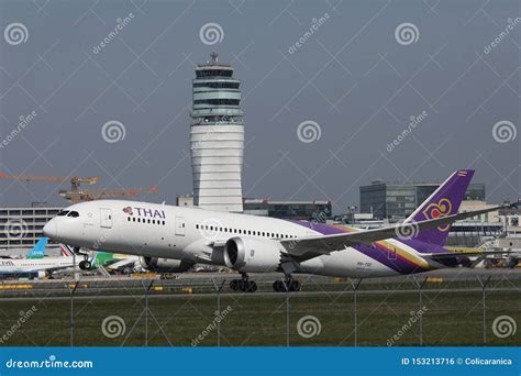 Thai Airways Plane Taxiing On Runway Vienna Airport Vie Editorial