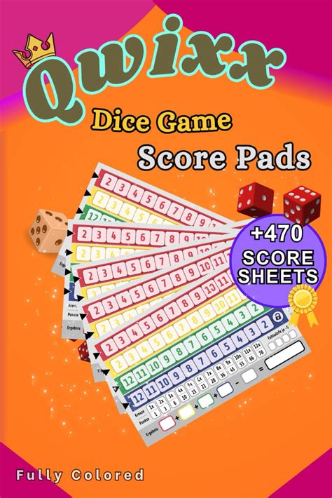 Qwixx Score Pads Score Sheet For Qwixx Dice Game Score Cards For