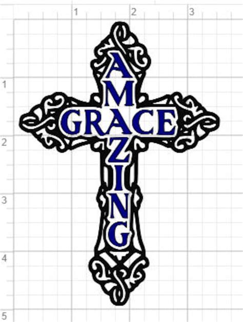 Amazing Grace Cross Design Svg Pdf Eps Dxf And Studio 3 Cut Etsy