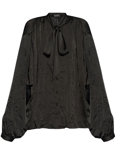Balenciaga Pussy Bow Collar Shirt Black Editorialist