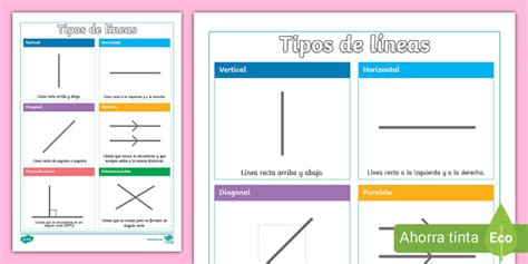 Póster: Tipos de líneas (Hecho por educadores) - Twinkl