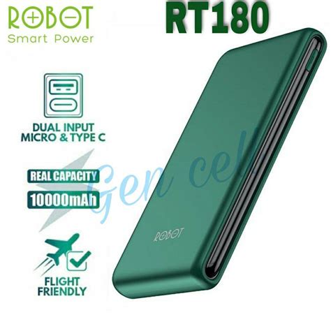 Power Bank ROBOT RT180 10000mAh Dual Input Port Type C Micro USB