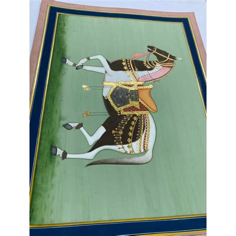 Indian Miniature Horse Painting Gold Decorative Horse Artwork In