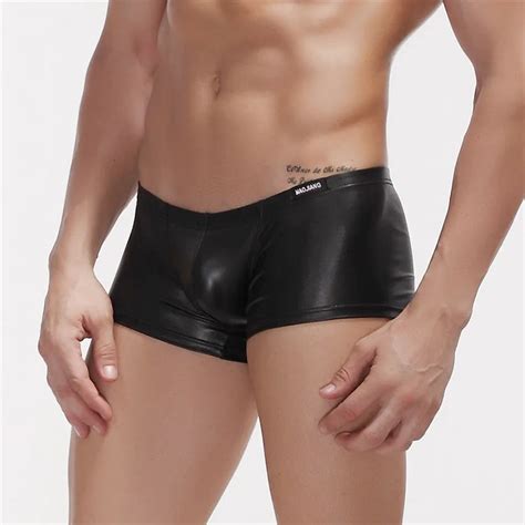 Mens Underwear Boxers Pu Leather Underwear Men Boxer Shorts Sexy