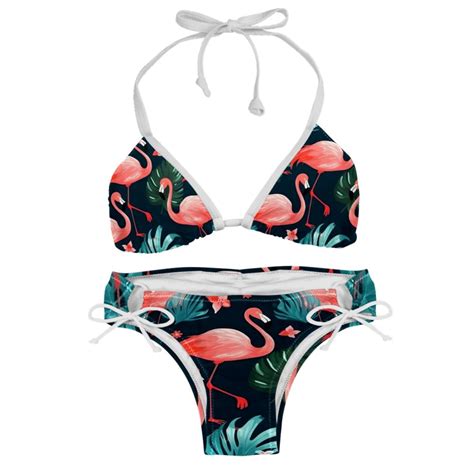 Flamingo Tropical Rainforest Stylish Bikini Set With Detachable Sponge