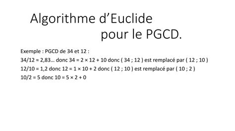 Calcul PGCD et Euclide 3ème Mathématiques