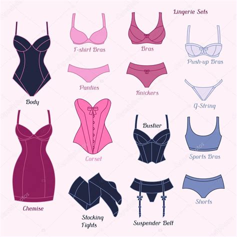 Fashion Lingerie Set Of Various Female Underwear Stock Vector