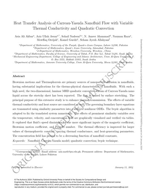 PDF Heat Transfer Analysis Of Carreau Yasuda Nanofluid Flow With