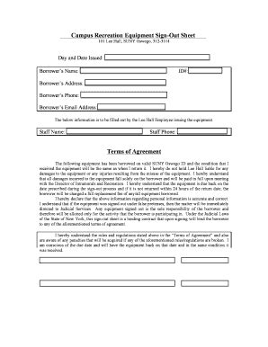 Fillable Online Oswego Group Equip Sign Out Doc Fax Email Print