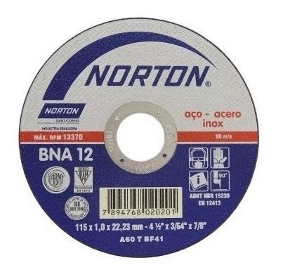 Discos De Corte Inox Norton Bna 12 115x1 0x22 23mm Cx 40un