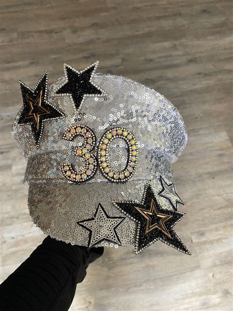 Birthday Embellished Sequin Hat 30th 40th 50th 18th 21st Etsy Uk