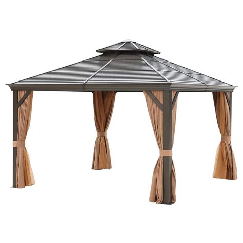 Staykiwi 12 Ft X 12 Ft Outdoor Brown Aluminium Hardtop Gazebos With