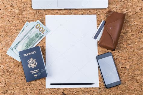 Table With Paper And Passport Stock Photo Denisismagilov 108769458