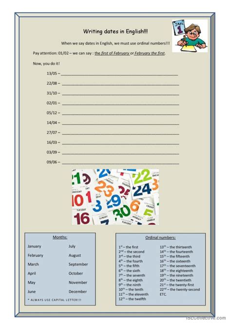 Dates English ESL Worksheets Pdf Doc