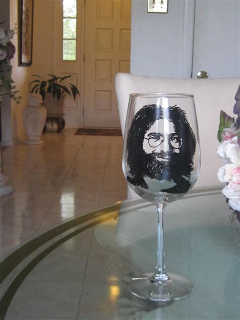 Hand Painted Wine Glass Jerry Garcia Etsy