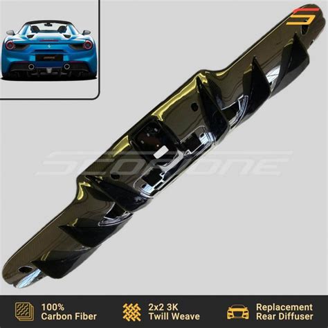 Scopione Carbon Fiber Rear Bumper Diffuser For Ferrari 488 Gtb And Spider