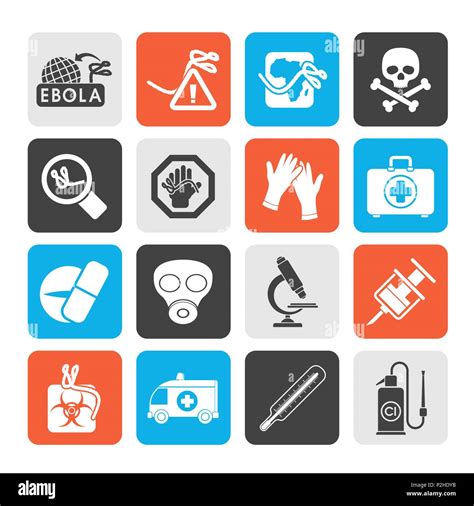 Silhouette Ebola Pandemie Symbole Vektor Icon Set Stock Vektorgrafik