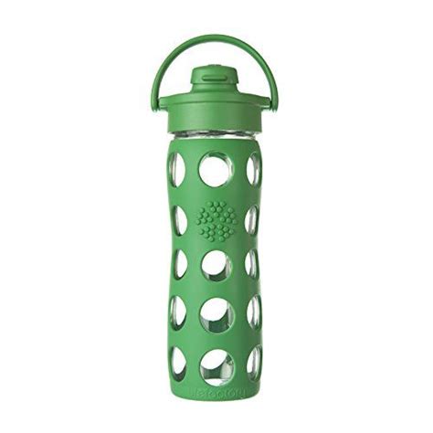 Lifefactory Bottle Glass Flip Top Green Ounce Glass Water Bottle