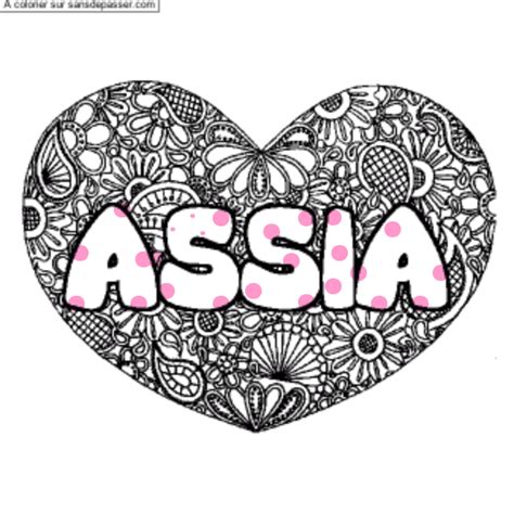 Dessin Colorié Coloriage Prénom Assia Décor Mandala Coeur Par Un